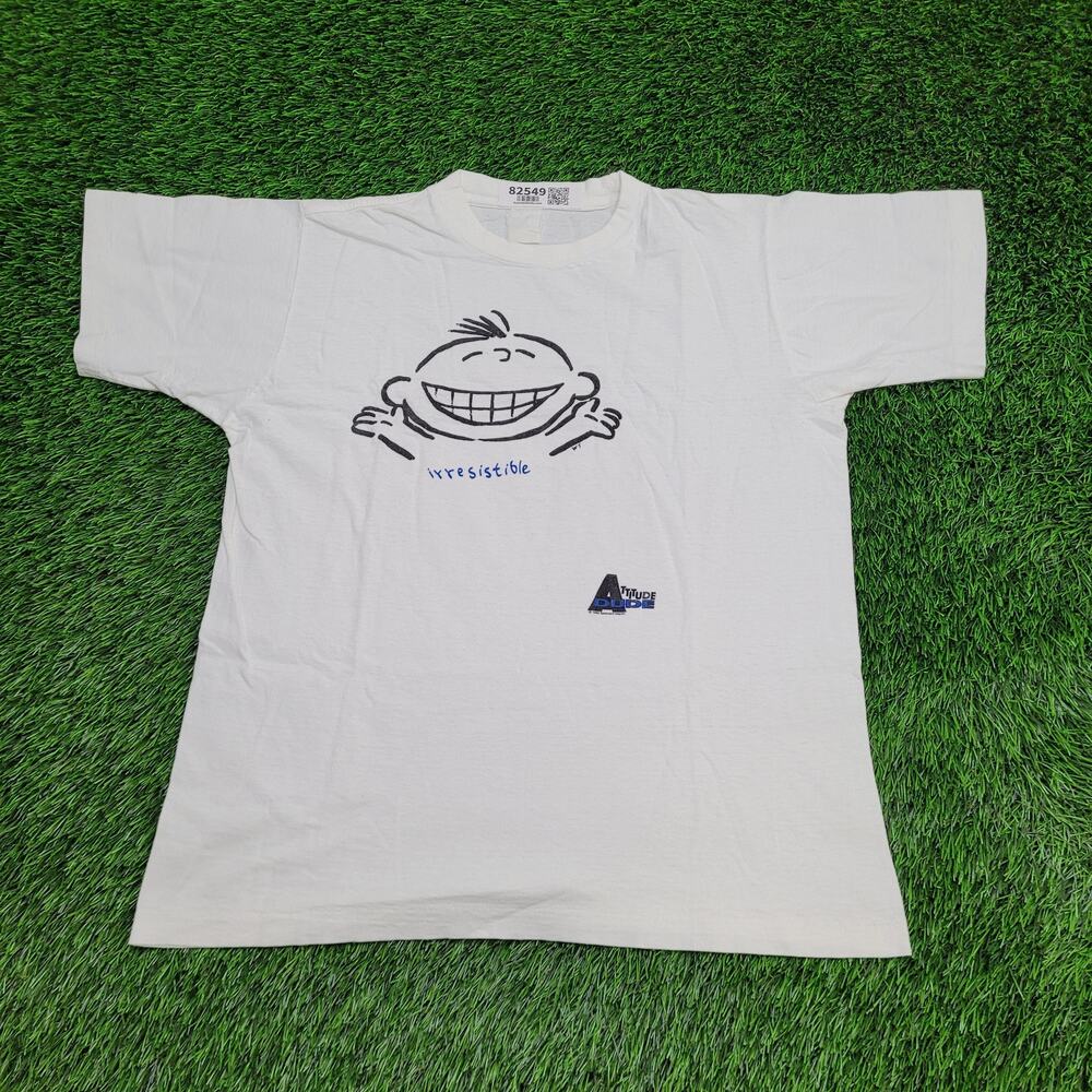 Vintage 1995 Funny Attitude Shirt Womens Large 20x25 White